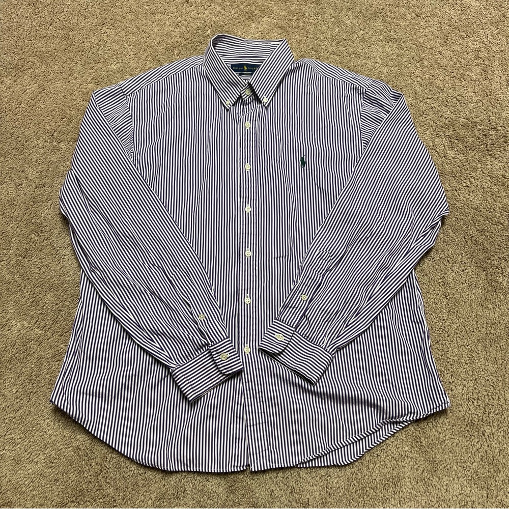 Polo by Ralph Lauren Blue and White Striped Shirt